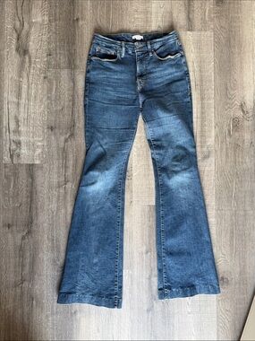 Good American Blue Flare Jeans - High Rise Wide Leg